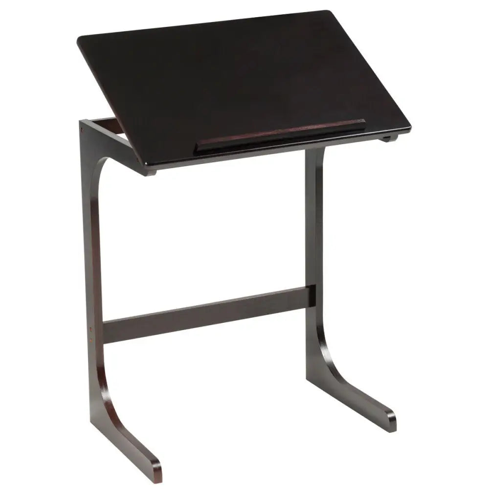 Adjustable C-Shape Couch End Table wth Tilting Top-Brown - Brown - End & Side Tables
