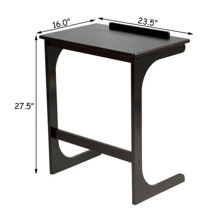 Adjustable C-Shape Couch End Table wth Tilting Top-Brown - Brown - End & Side Tables