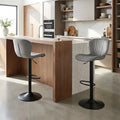 Adjustable Counter Height Chairs Set of 2 with Velvet Upholstered Backrests-Gray - Gray - Bar Stools