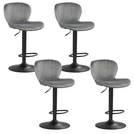 Adjustable Counter Height Chairs Set of 4 with Velvet Upholstered Backrests-Gray - Gray - Bar Stools
