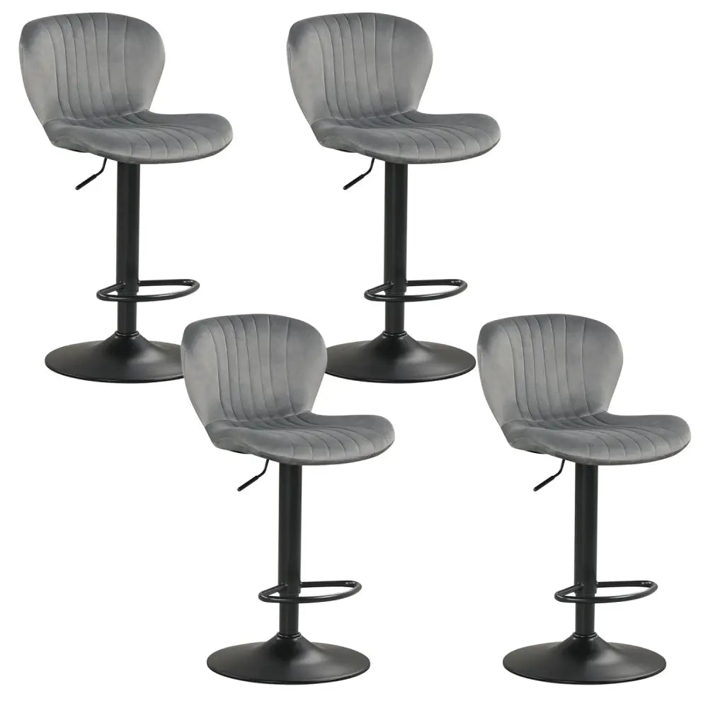 Adjustable Counter Height Chairs Set of 4 with Velvet Upholstered Backrests-Gray - Gray - Bar Stools