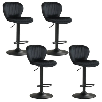 Adjustable Counter Height Chairs Set of 4 with Velvet Upholstered Backrests-Black - Black - Bar Stools