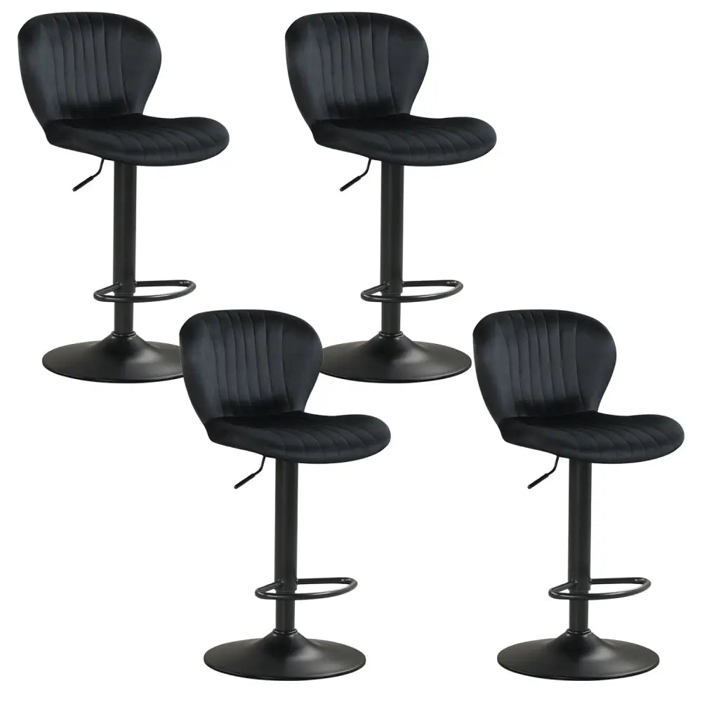 Adjustable Counter Height Chairs Set of 4 with Velvet Upholstered Backrests-Black - Black - Bar Stools