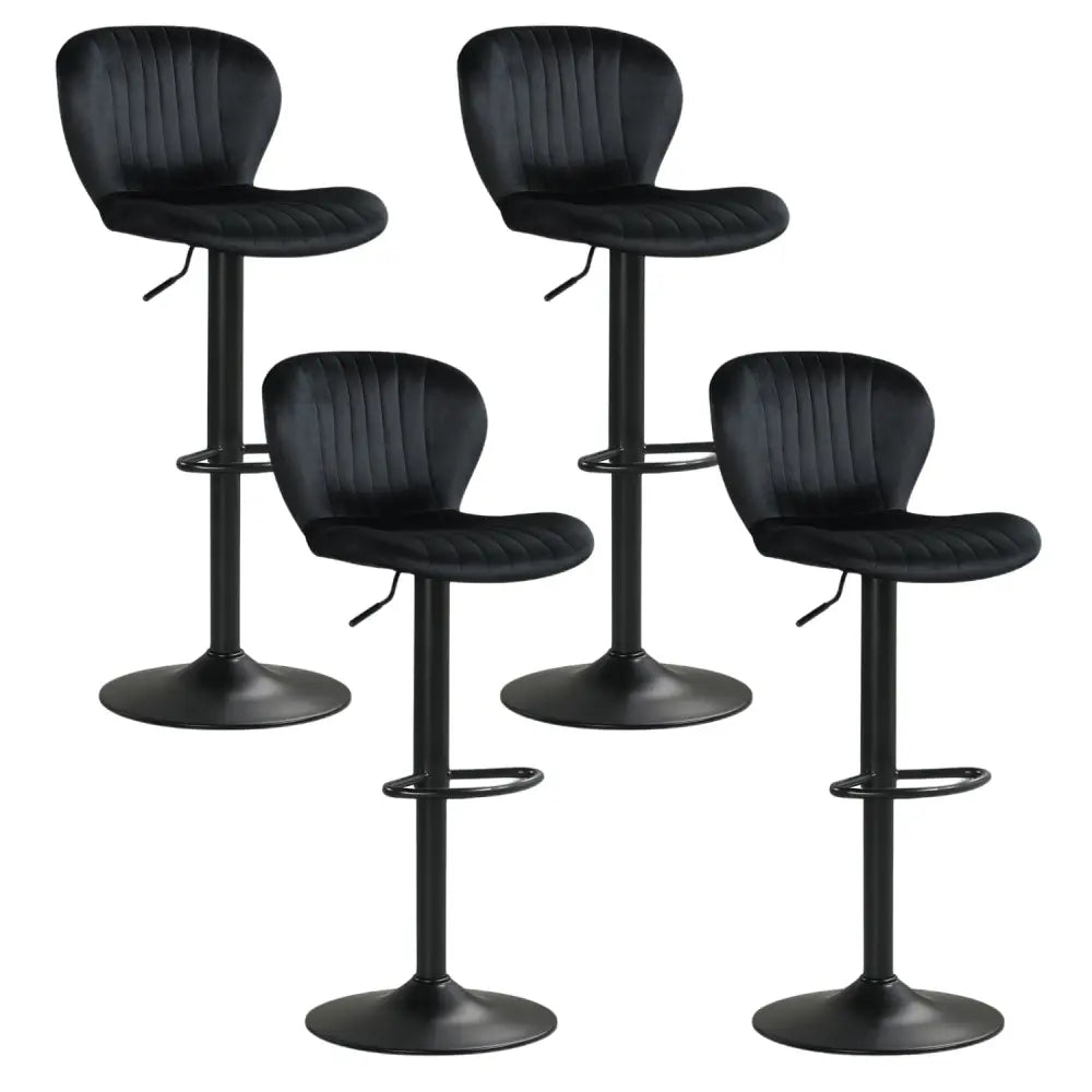 Adjustable Counter Height Chairs Set of 4 with Velvet Upholstered Backrests-Black - Black - Bar Stools