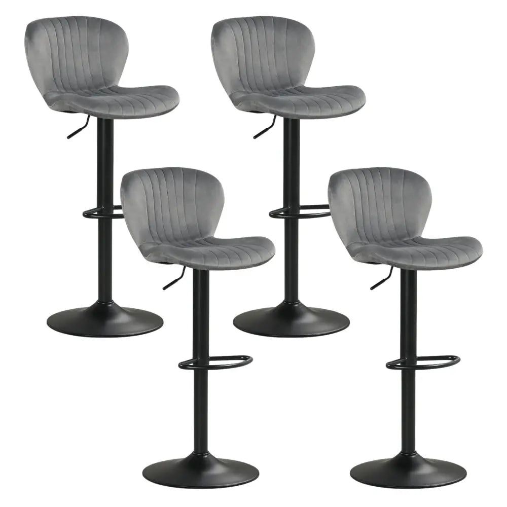 Adjustable Counter Height Chairs Set of 4 with Velvet Upholstered Backrests-Gray - Gray - Bar Stools