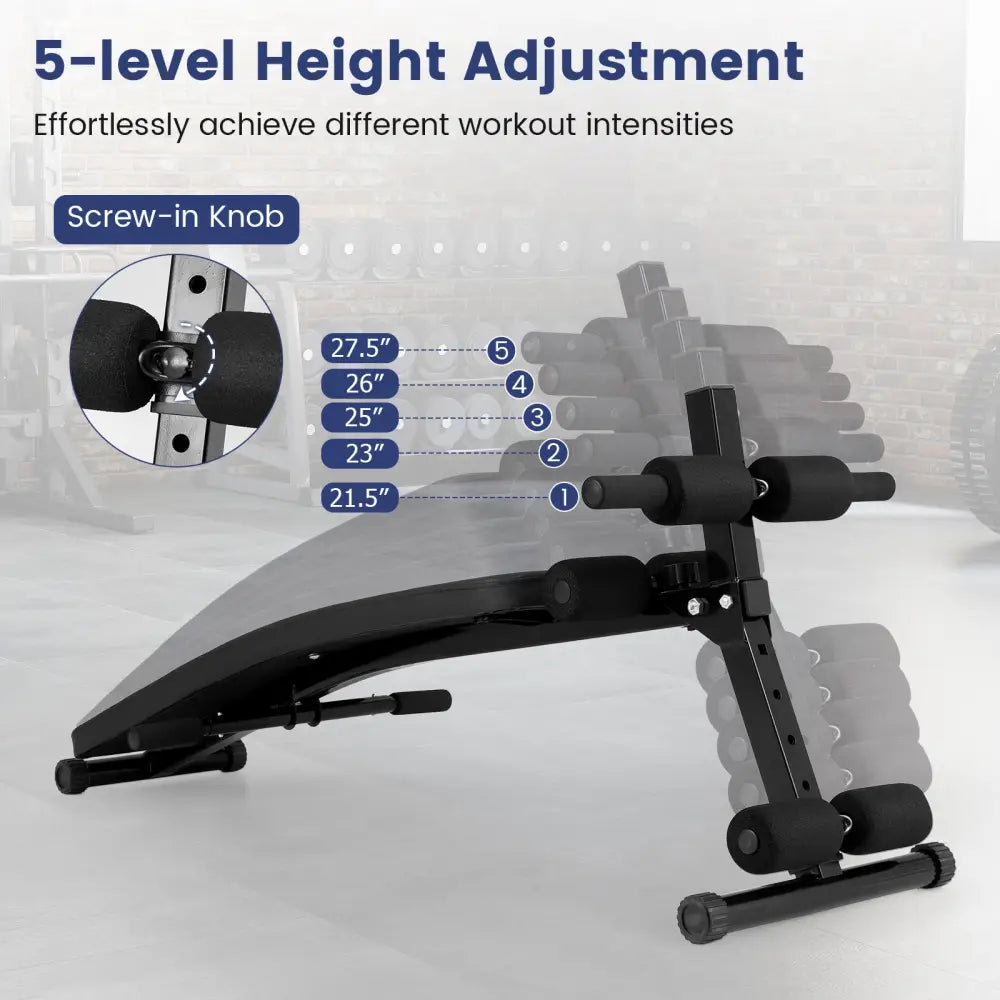 Adjustable Decline Sit Up Bench for Exercise for Home Gym - Black - Benches Racks & Bars