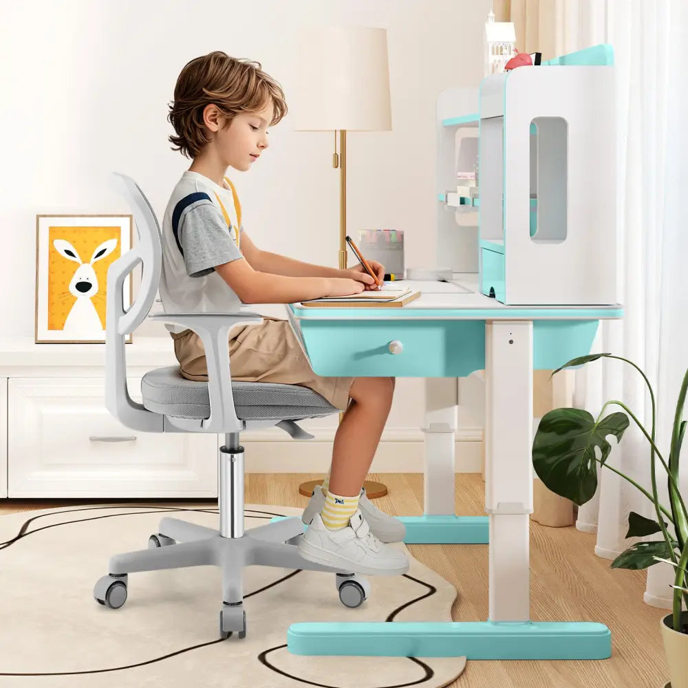 Adjustable Desk Chair with 5 Rolling Casters for Kids-Gray - Gray - Kids Chairs & Seating