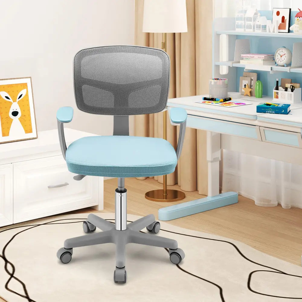 Adjustable Desk Chair with Auto Brake Casters for Kids-Blue - Blue - Kids Chairs & Seating