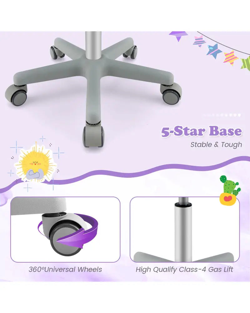 Adjustable Desk Chair with Auto Brake Casters for Kids-Purple - Purple - Kids Chairs & Seating