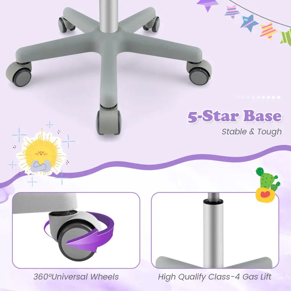 Adjustable Desk Chair with Auto Brake Casters for Kids-Purple - Purple - Kids Chairs & Seating