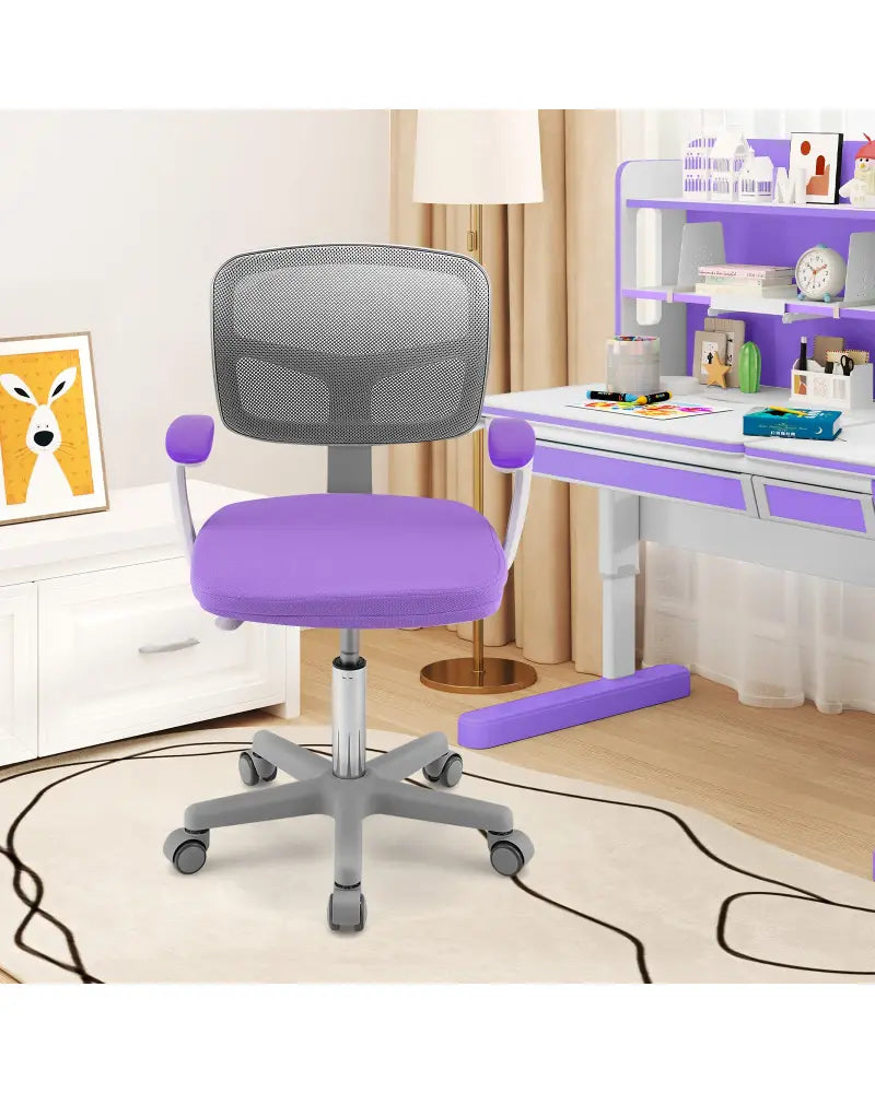 Adjustable Desk Chair with Auto Brake Casters for Kids-Purple - Purple - Kids Chairs & Seating