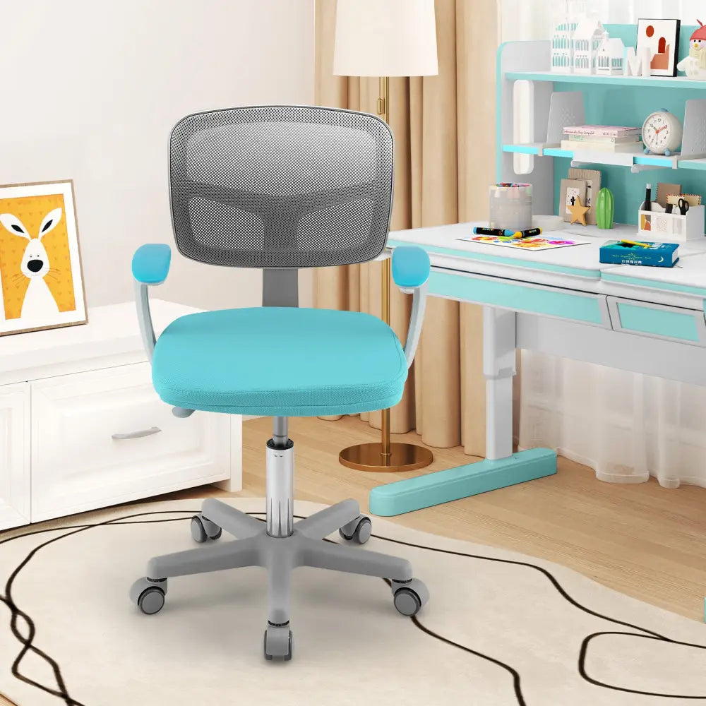 Adjustable Desk Chair with Auto Brake Casters for Kids-Turquoise - Green - Kids Chairs & Seating
