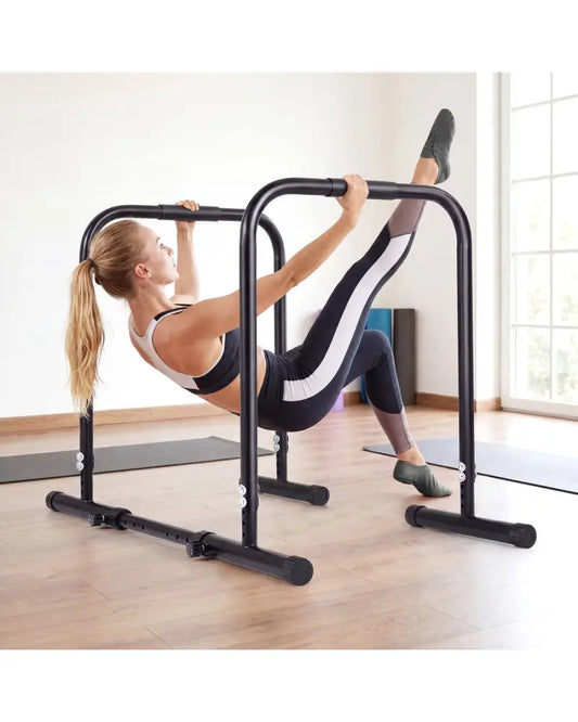Adjustable Dip Bar Station with 660 LBS Capacity for Calisthenics and Strength Training-Black - Black - Yoga Accessories