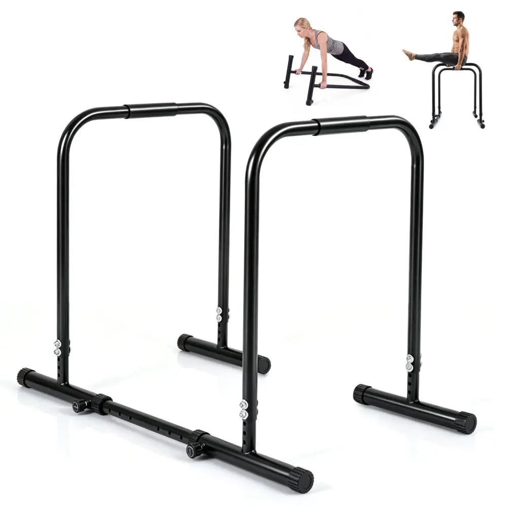Adjustable Dip Bar Station with 660 LBS Capacity for Calisthenics and Strength Training-Black - Black - Yoga Accessories
