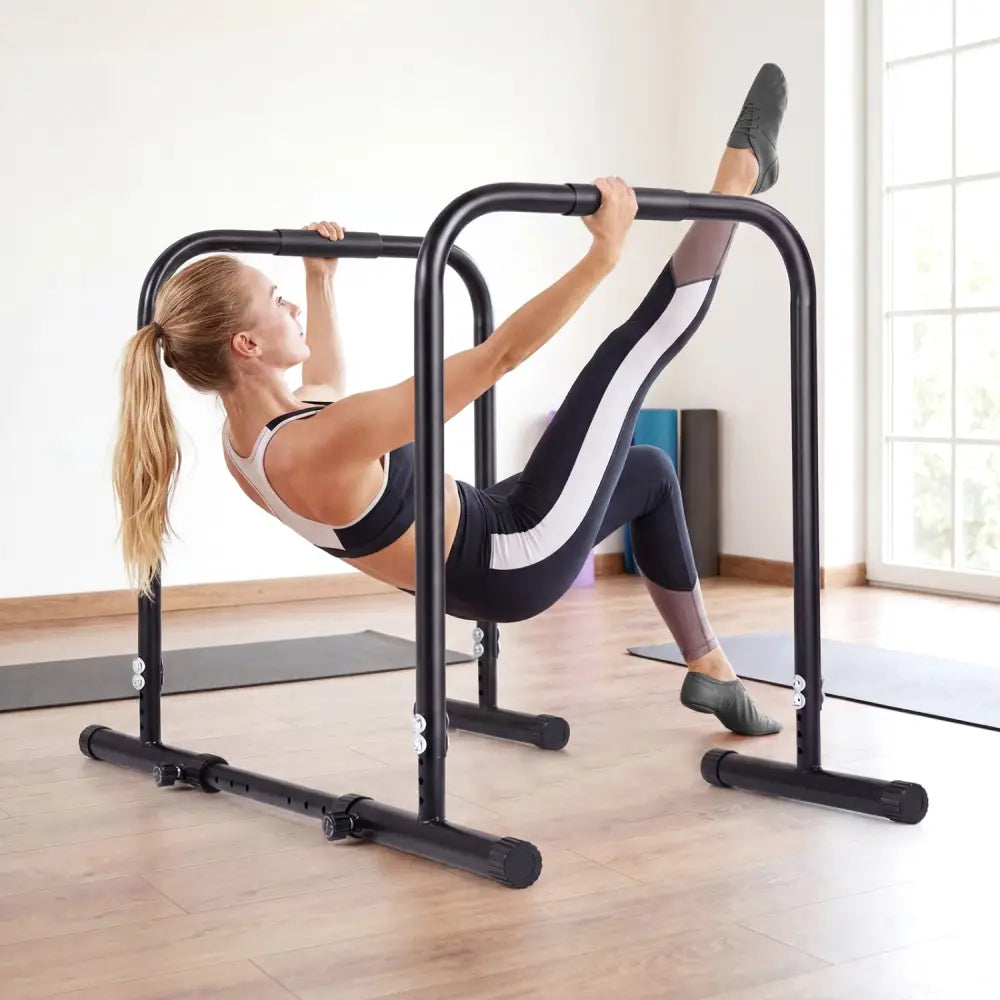 Adjustable Dip Bar Station with 660 LBS Capacity for Calisthenics and Strength Training-Black - Black - Yoga Accessories