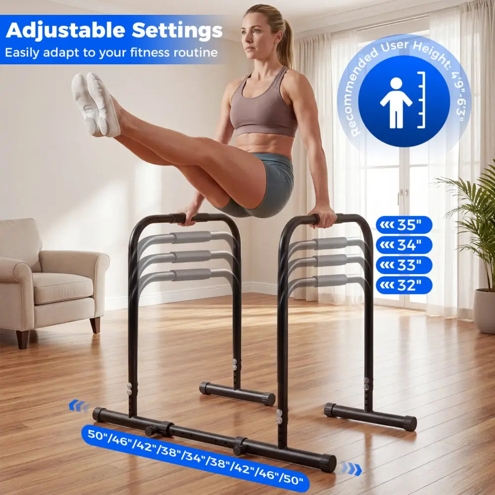 Adjustable Dip Bar Station with 660 LBS Capacity for Calisthenics and Strength Training-Black - Black - Yoga Accessories