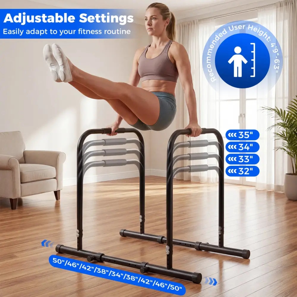 Adjustable Dip Bar Station with 660 LBS Capacity for Home Gym-Black - Black - Yoga Accessories