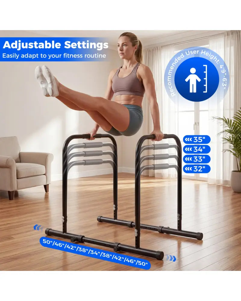 Adjustable Dip Bar Station with 660 LBS Capacity for Home Gym-Black - Black - Yoga Accessories