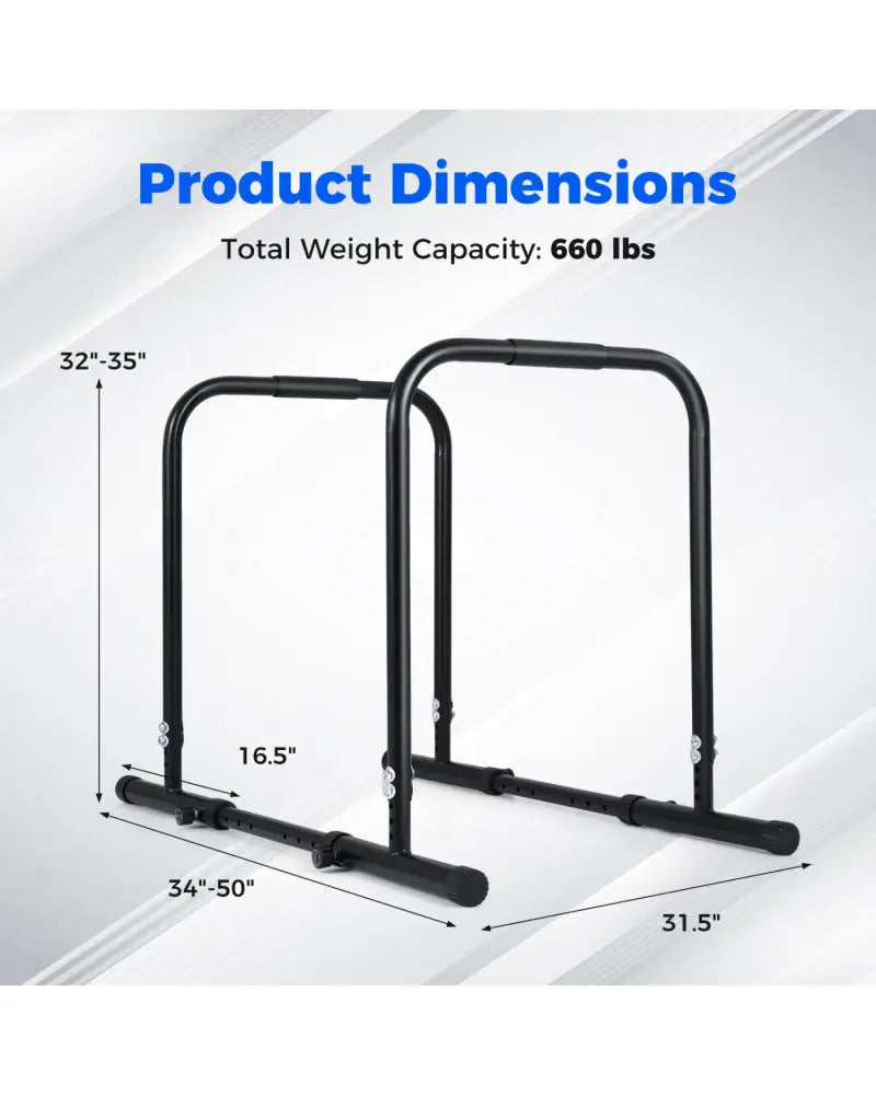 Adjustable Dip Bar Station with 660 LBS Capacity for Home Gym-Black - Black - Yoga Accessories