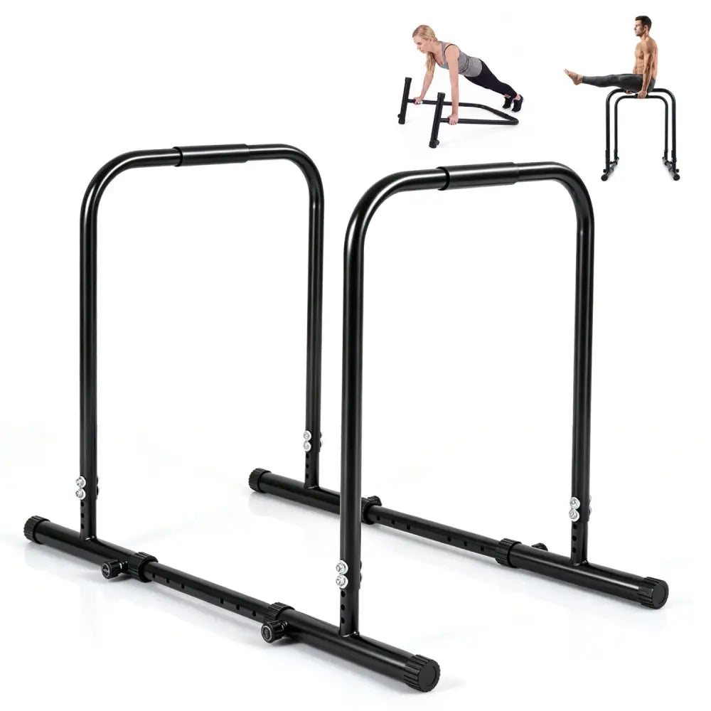 Adjustable Dip Bar Station with 660 LBS Capacity for Home Gym-Black - Black - Yoga Accessories