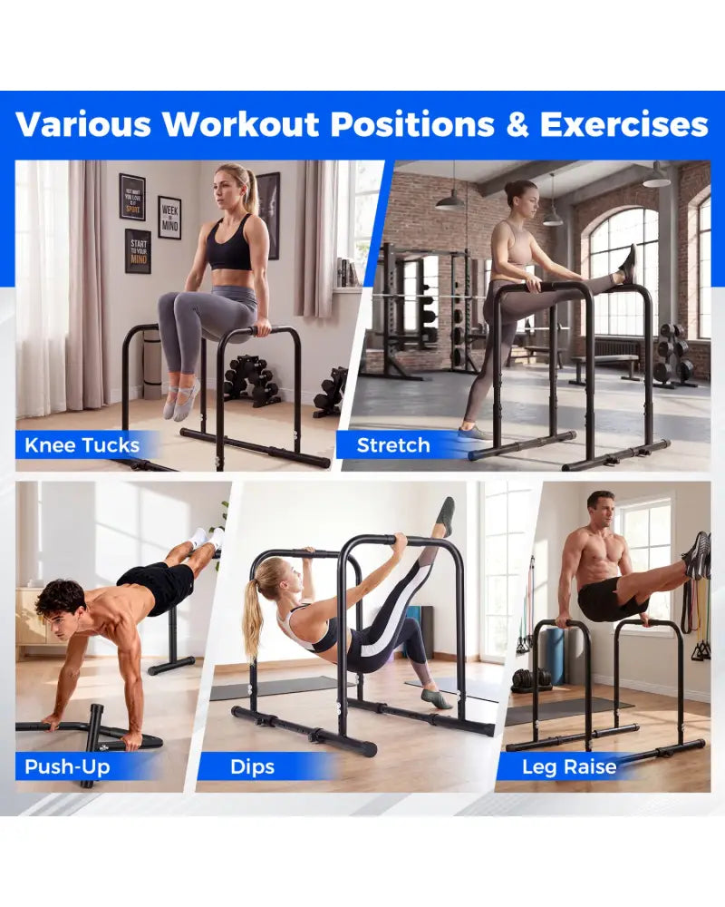 Adjustable Dip Bar Station with 660 LBS Capacity for Home Gym-Black - Black - Yoga Accessories