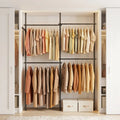 Adjustable Floor to Ceiling Clothes Rack with 4 Hanging Rods-Black - Black - Coat Racks & Hall Trees