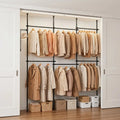 Adjustable Floor to Ceiling Clothes Rack with 6 Hanging Rods-Black - Black - Coat Racks & Hall Trees
