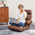 Adjustable Folding Sofa Chair with 6 Position Stepless Back-Brown - Brown - Floor Chairs