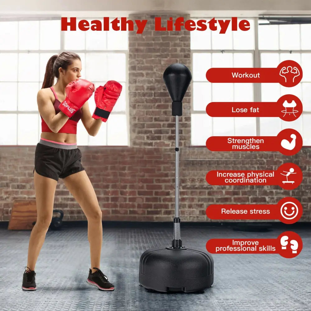 Adjustable Freestanding Punching Bag with Boxing Gloves for Adults and Kids - Black - Boxing & Martial Arts