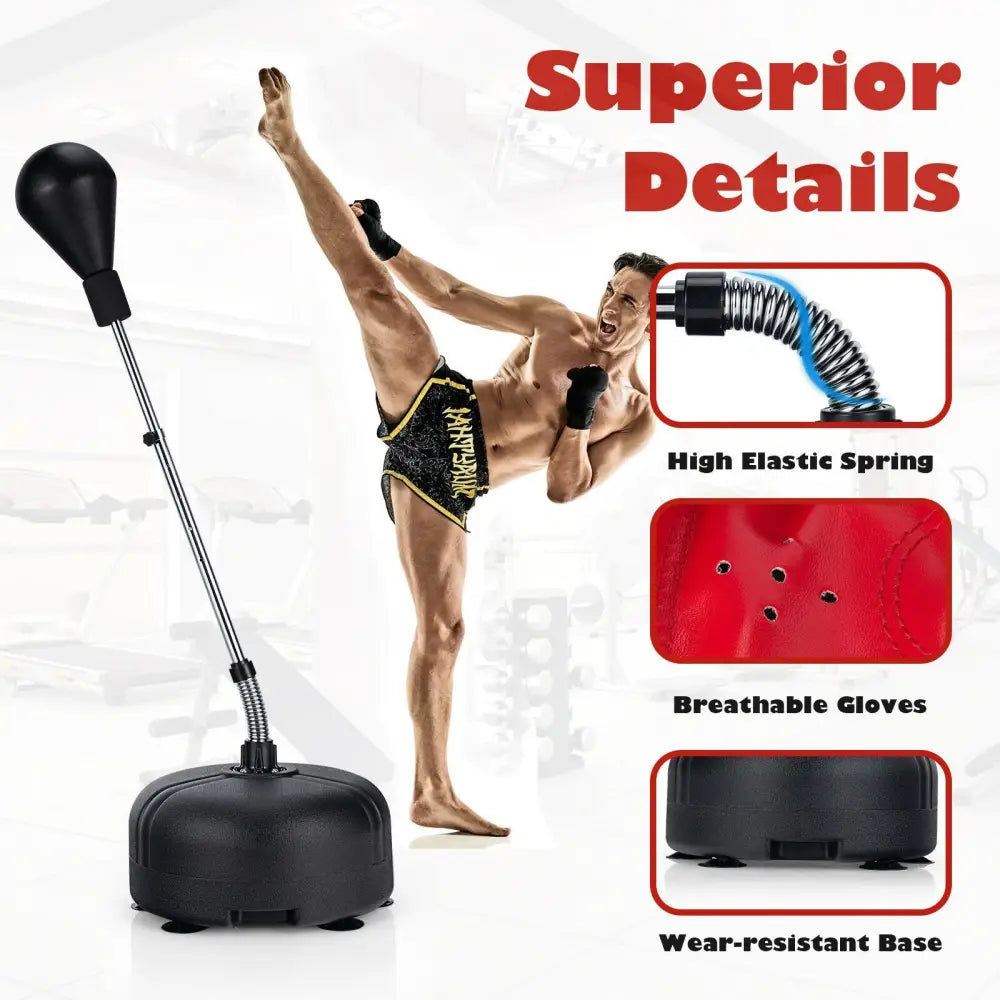Adjustable Freestanding Punching Bag with Boxing Gloves for Adults and Kids - Black - Boxing & Martial Arts