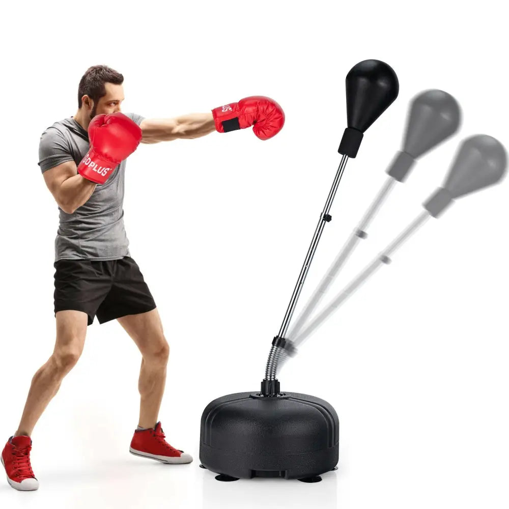 Adjustable Freestanding Punching Bag with Boxing Gloves for Adults and Kids - Black - Boxing & Martial Arts