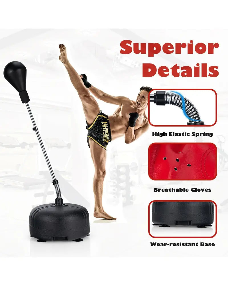 Adjustable Freestanding Punching Bag with Boxing Gloves for Adults and Kids - Black - Boxing & Martial Arts