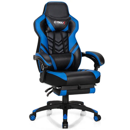 Adjustable Gaming Chair with Footrest for Home Office-Blue - Blue - Home Office