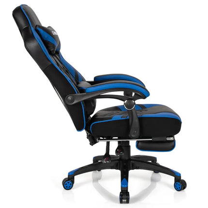 Adjustable Gaming Chair with Footrest for Home Office-Blue - Blue - Home Office