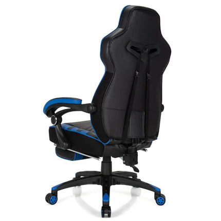 Adjustable Gaming Chair with Footrest for Home Office-Blue - Blue - Home Office