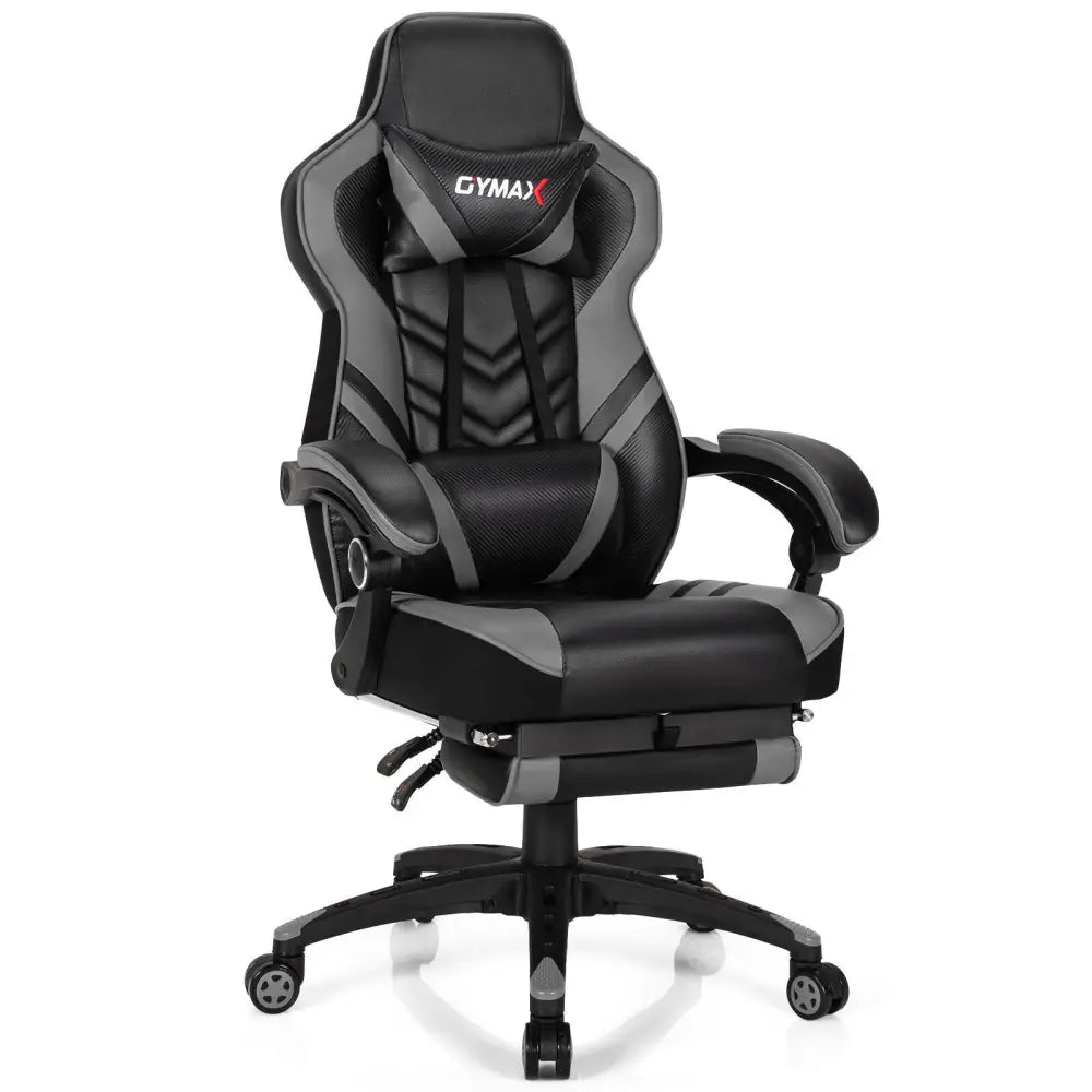 Adjustable Gaming Chair with Footrest for Home Office-Gray - Gray - Gaming Chairs