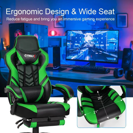 Adjustable Gaming Chair with Footrest for Home Office-Green - Green - Home Office