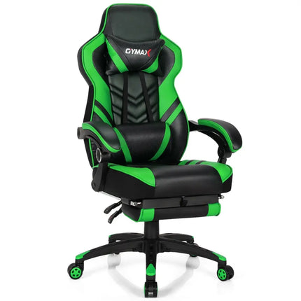 Adjustable Gaming Chair with Footrest for Home Office-Green - Green - Home Office