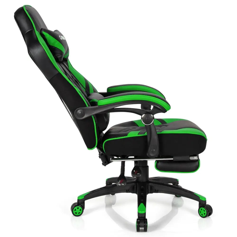 Adjustable Gaming Chair with Footrest for Home Office-Green - Green - Gaming Chairs