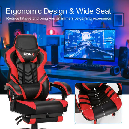 Adjustable Gaming Chair with Footrest for Home Office-Red - Red - Home Office