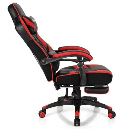Adjustable Gaming Chair with Footrest for Home Office-Red - Red - Home Office