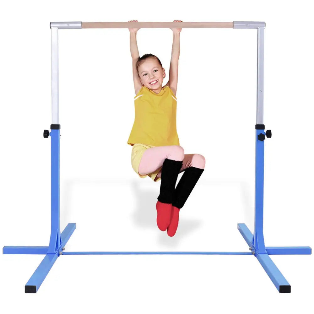 Adjustable Gymnastics Bar Horizontal Bar for Kids-Blue - Blue - Toy Sports