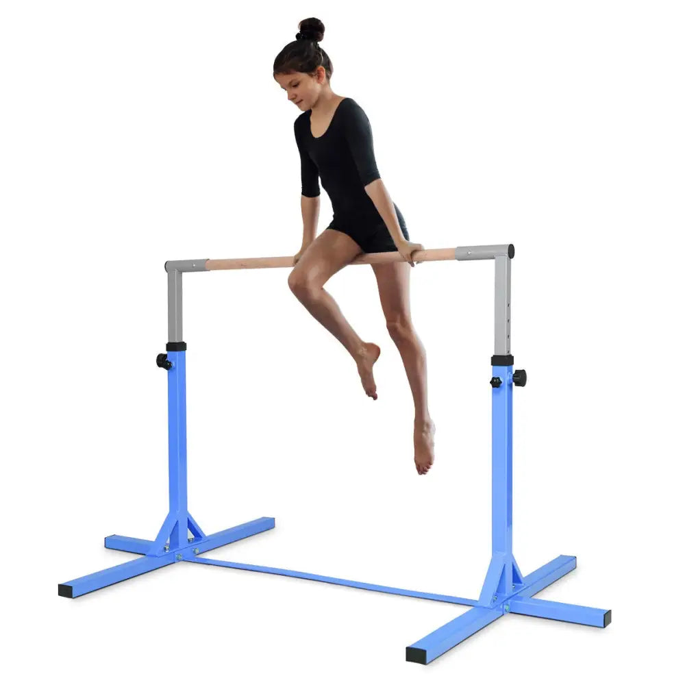 Adjustable Gymnastics Bar Horizontal Bar for Kids-Blue - Blue - Toy Sports