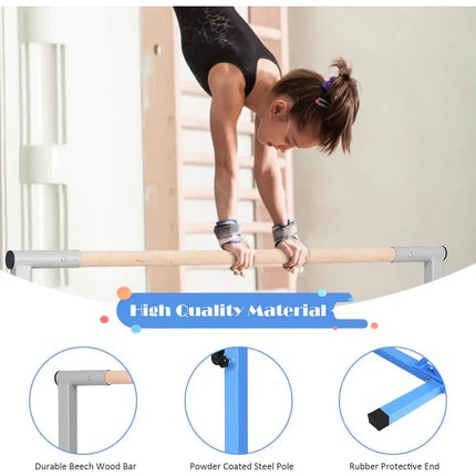 Adjustable Gymnastics Bar Horizontal Bar for Kids-Blue - Blue - Toy Sports