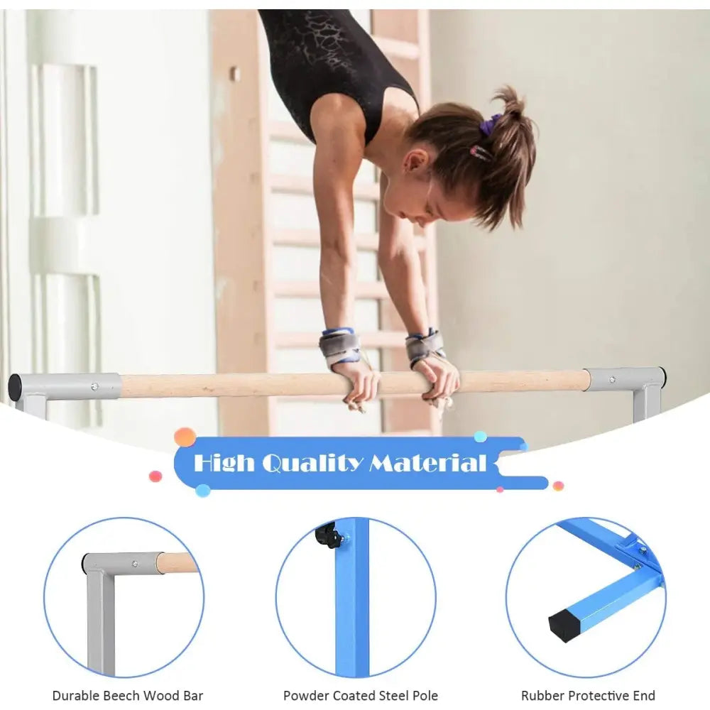 Adjustable Gymnastics Bar Horizontal Bar for Kids-Blue - Blue - Toy Sports