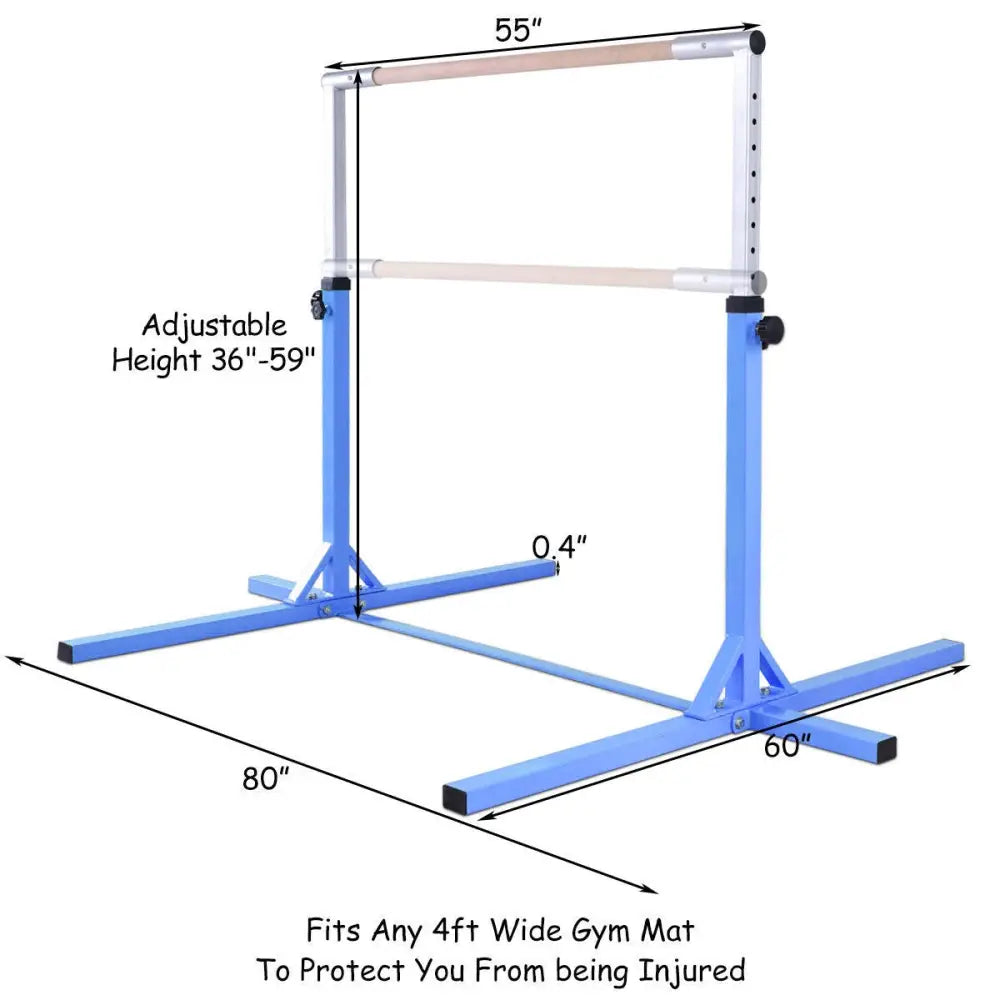 Adjustable Gymnastics Bar Horizontal Bar for Kids-Blue - Blue - Toy Sports