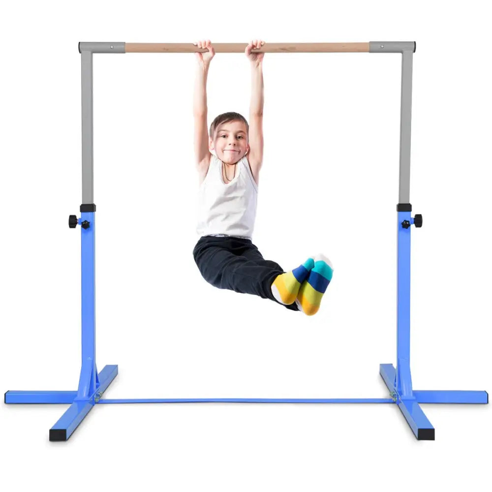 Adjustable Gymnastics Bar Horizontal Bar for Kids-Blue - Blue - Toy Sports