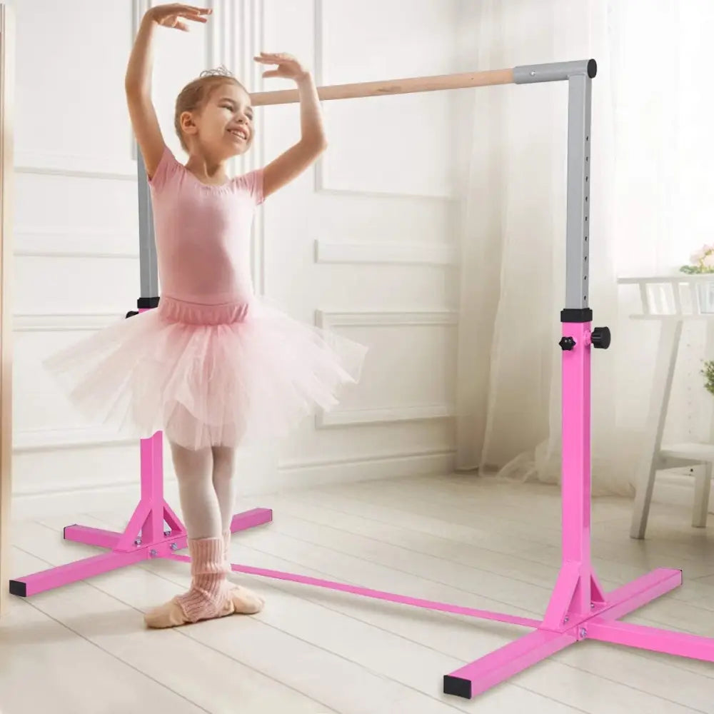 Adjustable Gymnastics Bar Horizontal Bar for Kids-Pink - Pink - Toy Sports