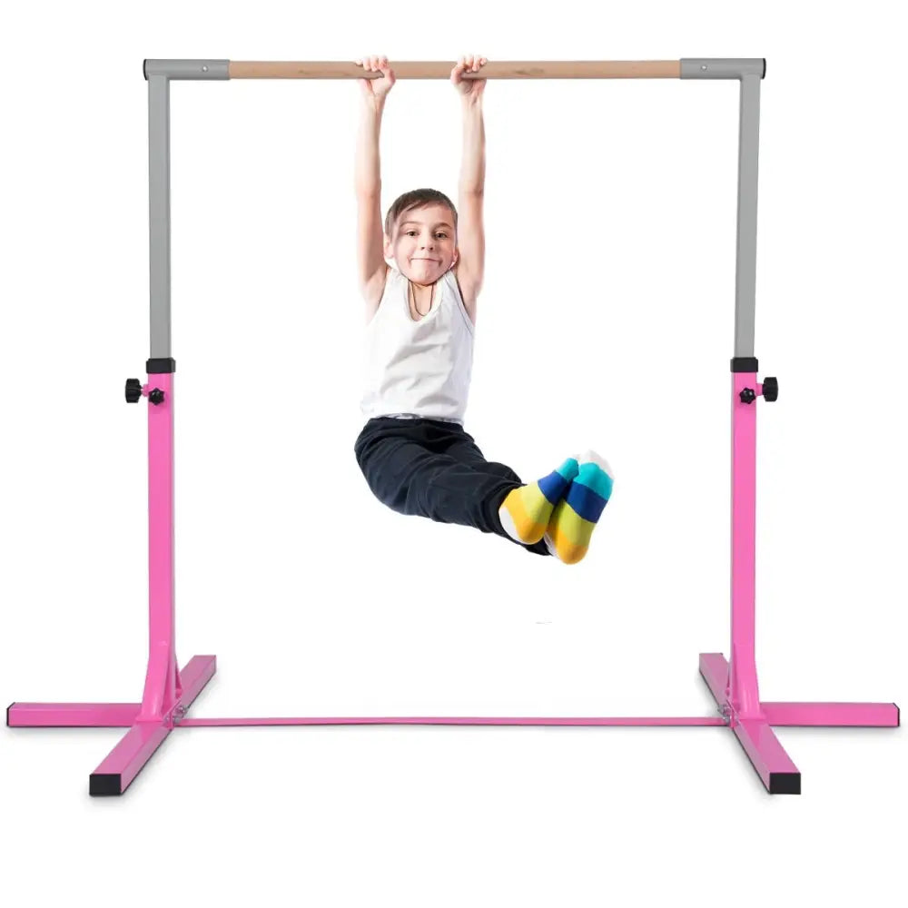 Adjustable Gymnastics Bar Horizontal Bar for Kids-Pink - Pink - Toy Sports