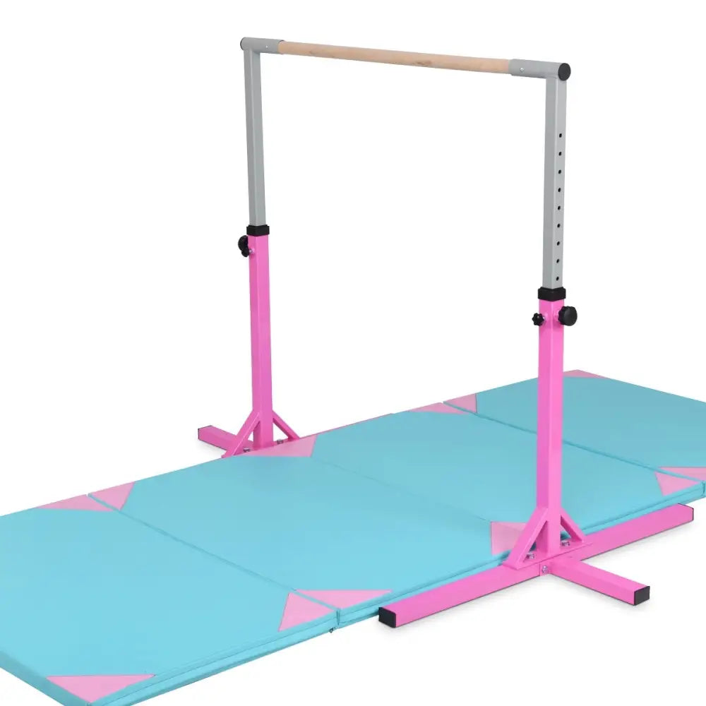 Adjustable Gymnastics Bar Horizontal Bar for Kids-Pink - Pink - Toy Sports